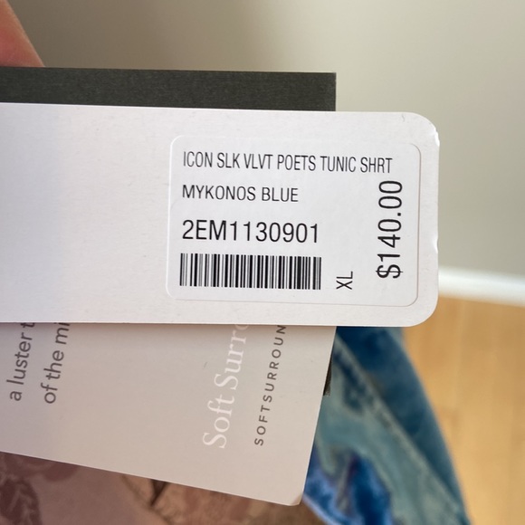 Soft Surroundings Icon Silk Velvour Poets Tunic Button Front Shirt - Picture 11 of 12